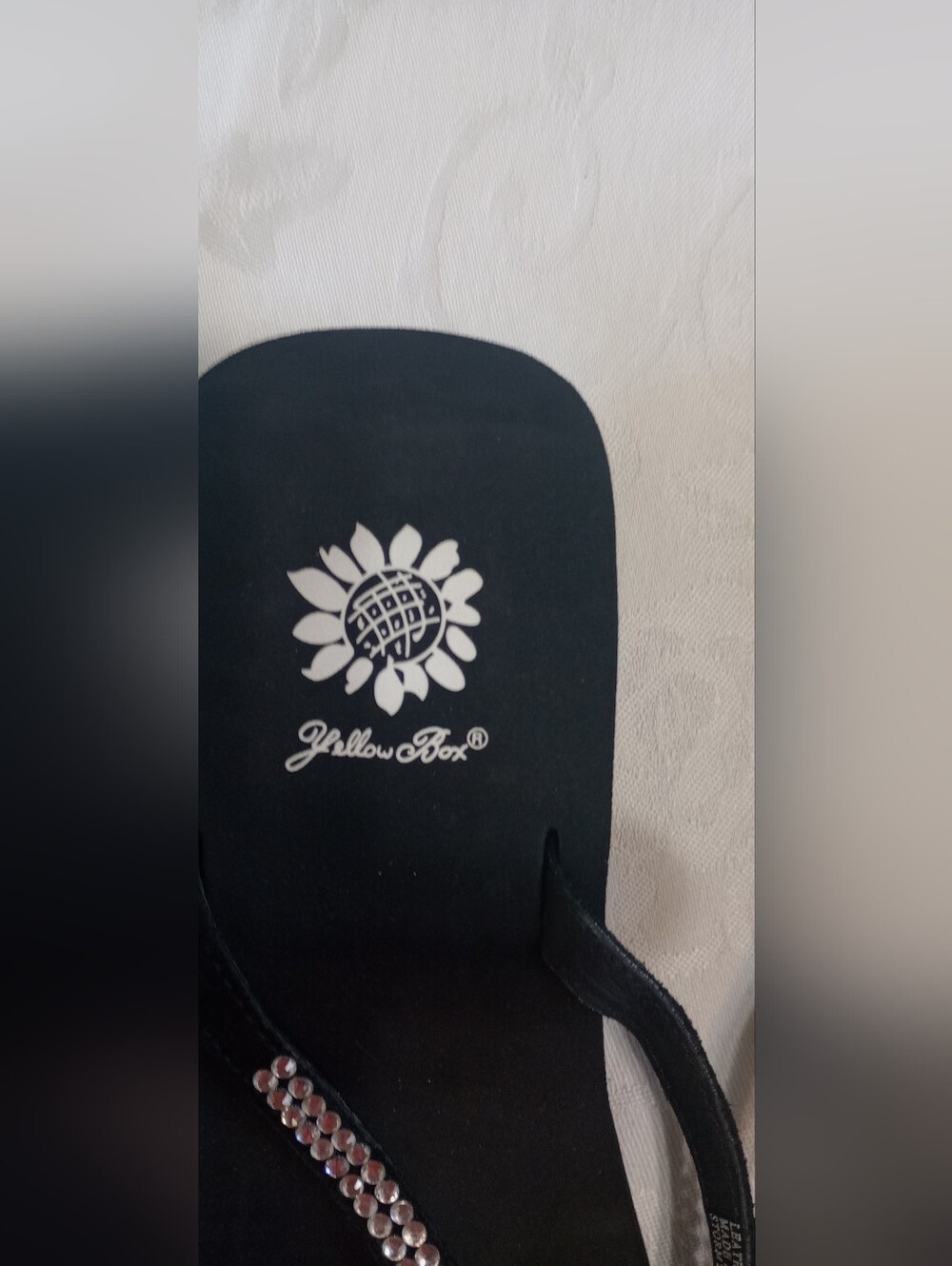 Yellow Box Black Rhinestone Embellished Flip Flop Sandals - Picture 5 of 6